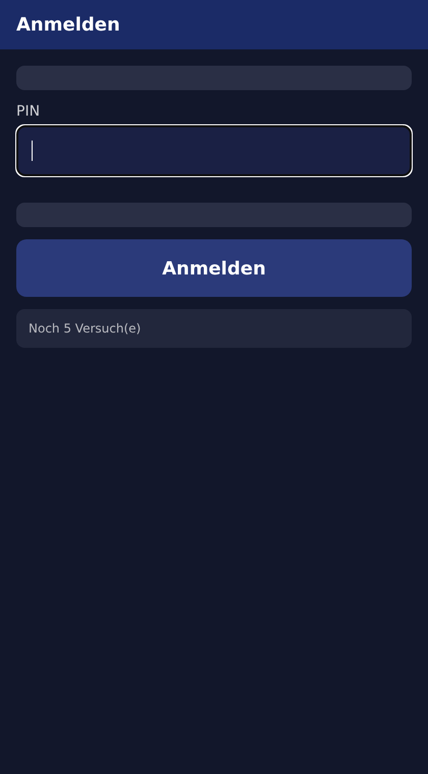 PIN-Anmeldung der mobilen Erfassung